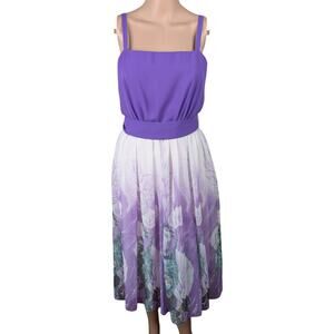 Vintage 1970s Lilli Diamond California Purple Floral Chiffon Dress Fits XS/S